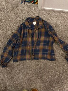 Vans Navy Plaid Button-Up Cropped Shirt
